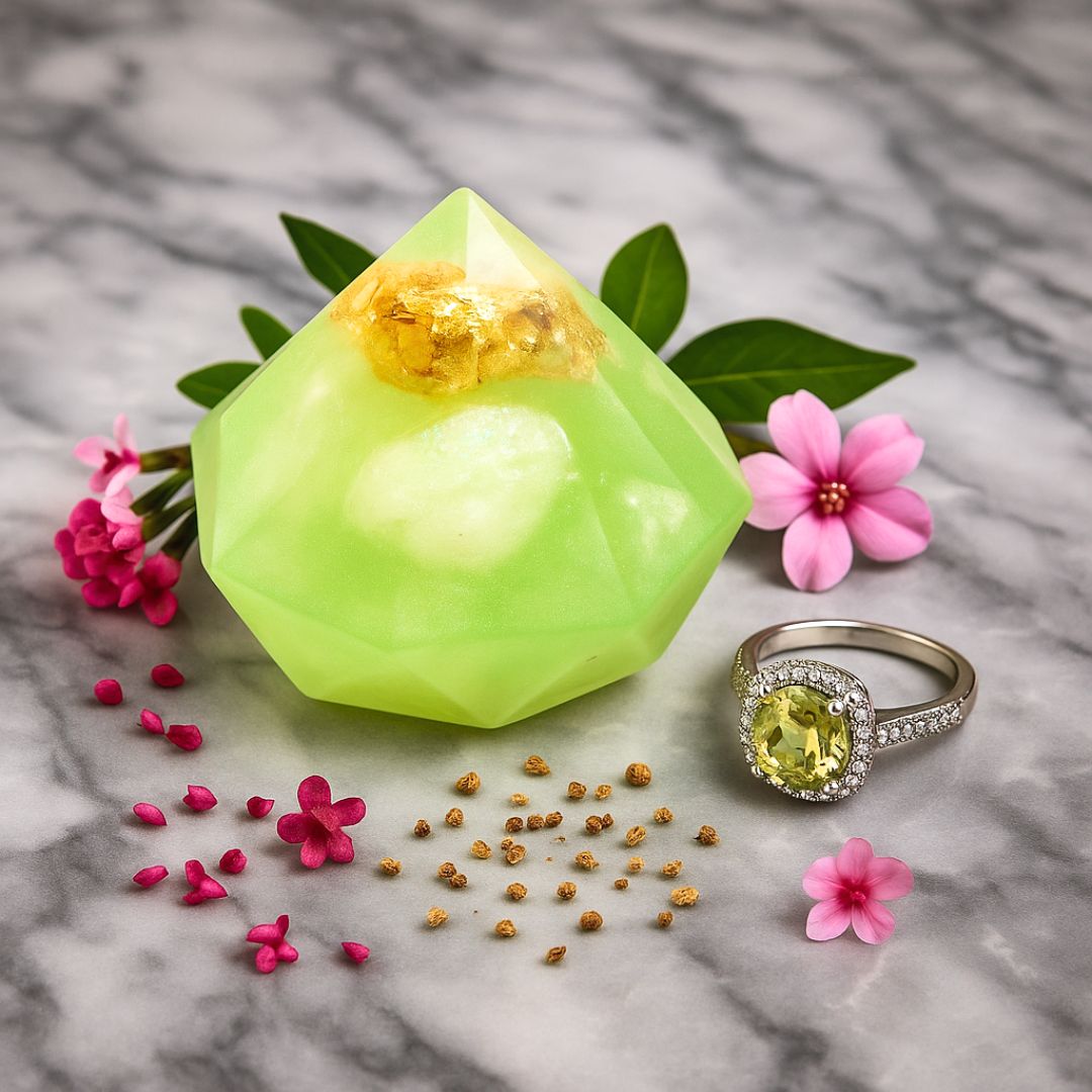 Peridot Gem Soap with Hidden Silver Ring-1